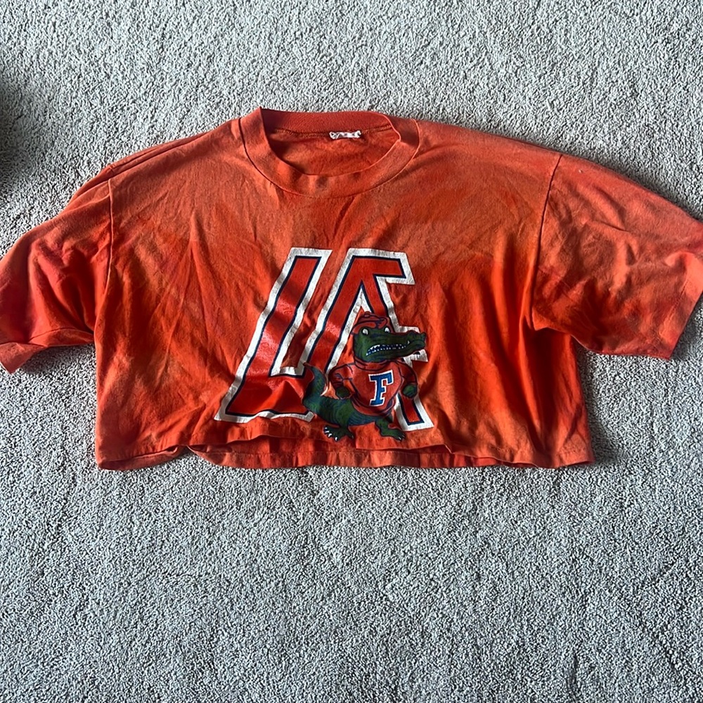 womens’ size medium orange cropped university of florida tee shirt
